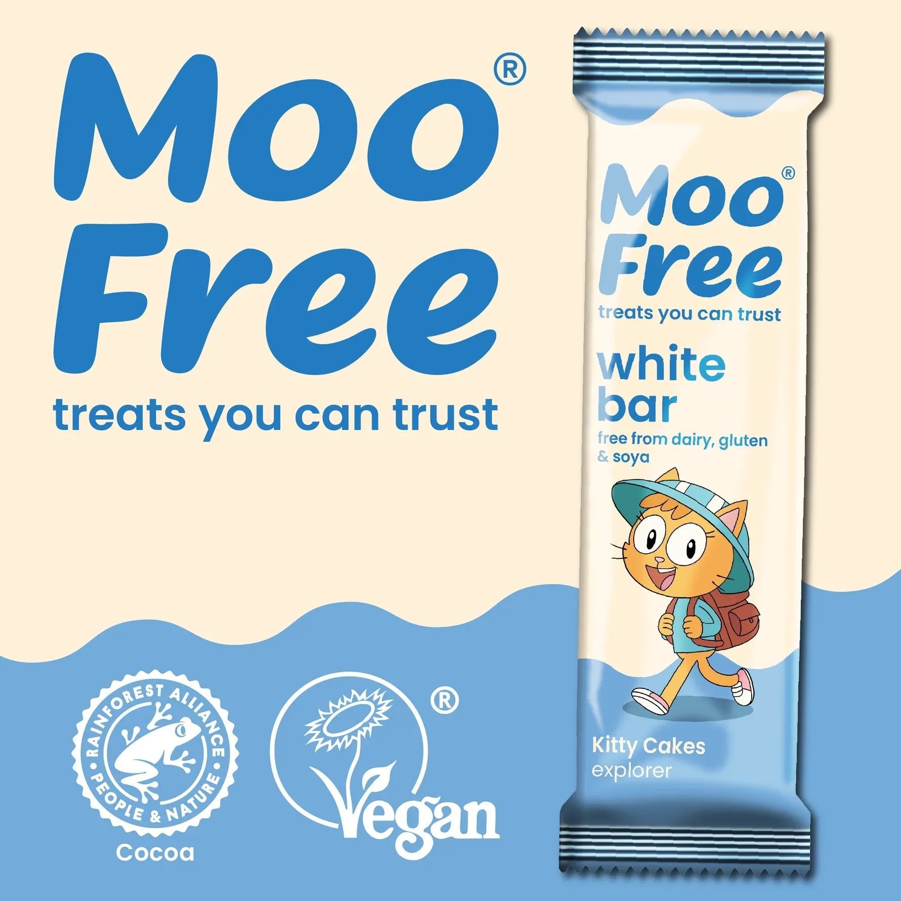 White Chocolate Dairy Free & Vegan Mini Bar 20g - Moo Free - Chocolate Bar - Moo Free