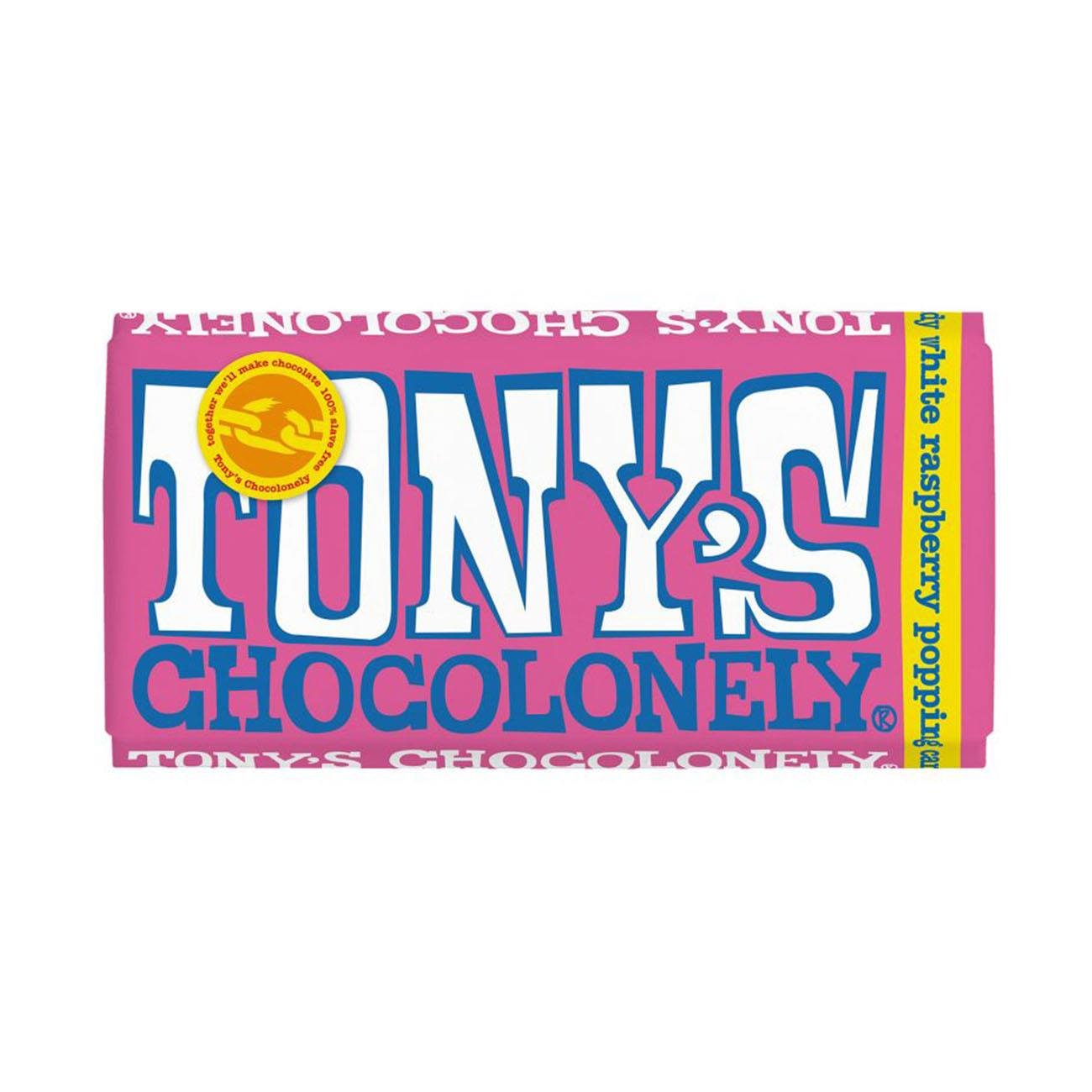 White Chocolate Raspberry Bar with Popping Candy 180g - Tony's Chocolonely - Chocolate Bar - Eco Natural Products