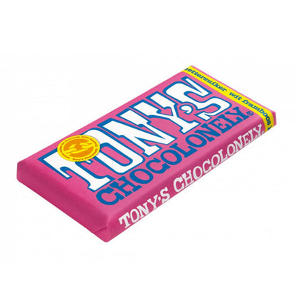 White Chocolate Raspberry Bar with Popping Candy 180g - Tony's Chocolonely - Chocolate Bar - Eco Natural Products