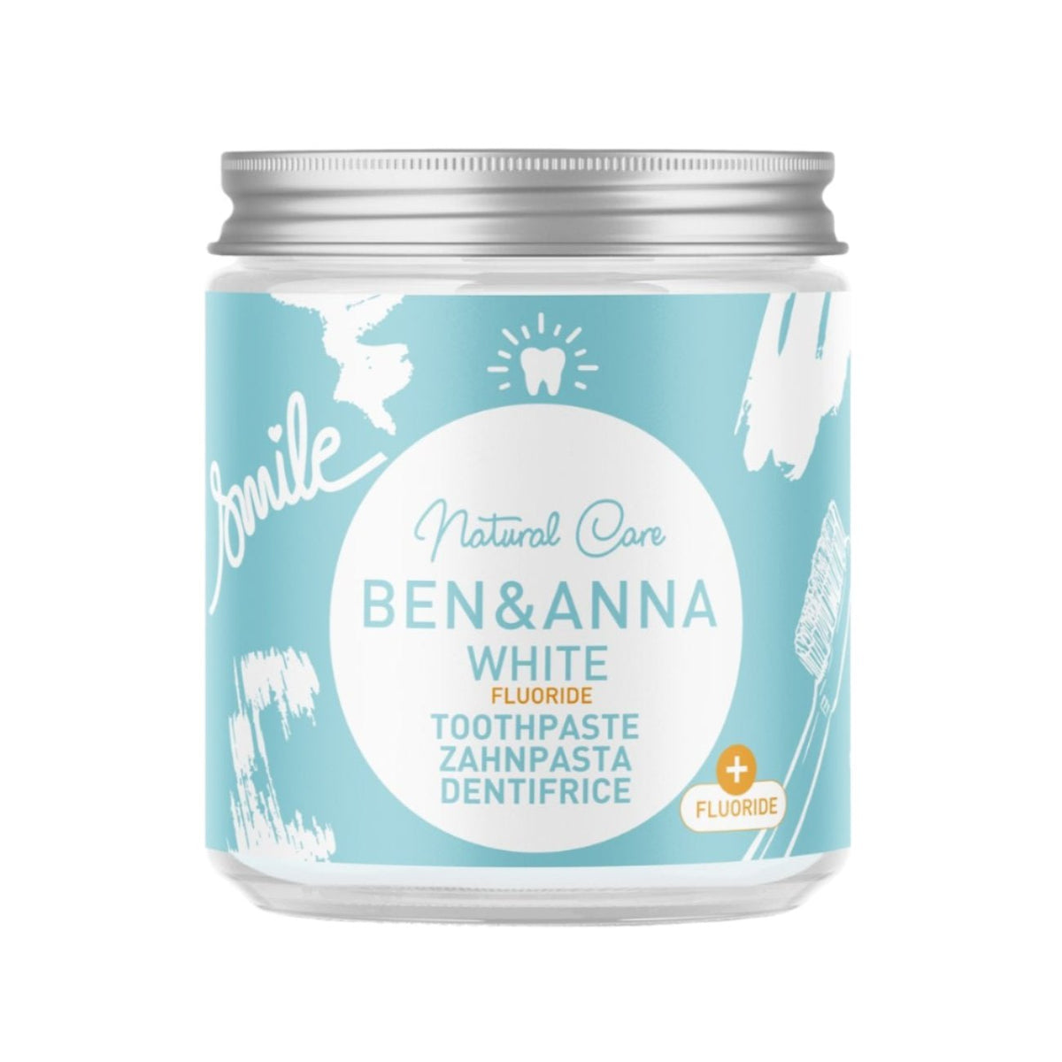 White with Fluoride Toothpaste Jars 100g - Ben & Anna - Toothpaste - Ben & Anna