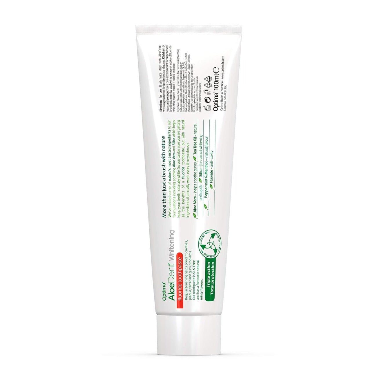 Whitening Silica Toothpaste Peppermint Fluoride 100ml - Aloe Dent - Toothpaste - Eco Natural Products