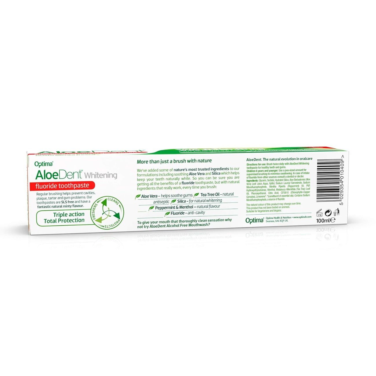 Whitening Silica Toothpaste Peppermint Fluoride 100ml - Aloe Dent - Toothpaste - Eco Natural Products