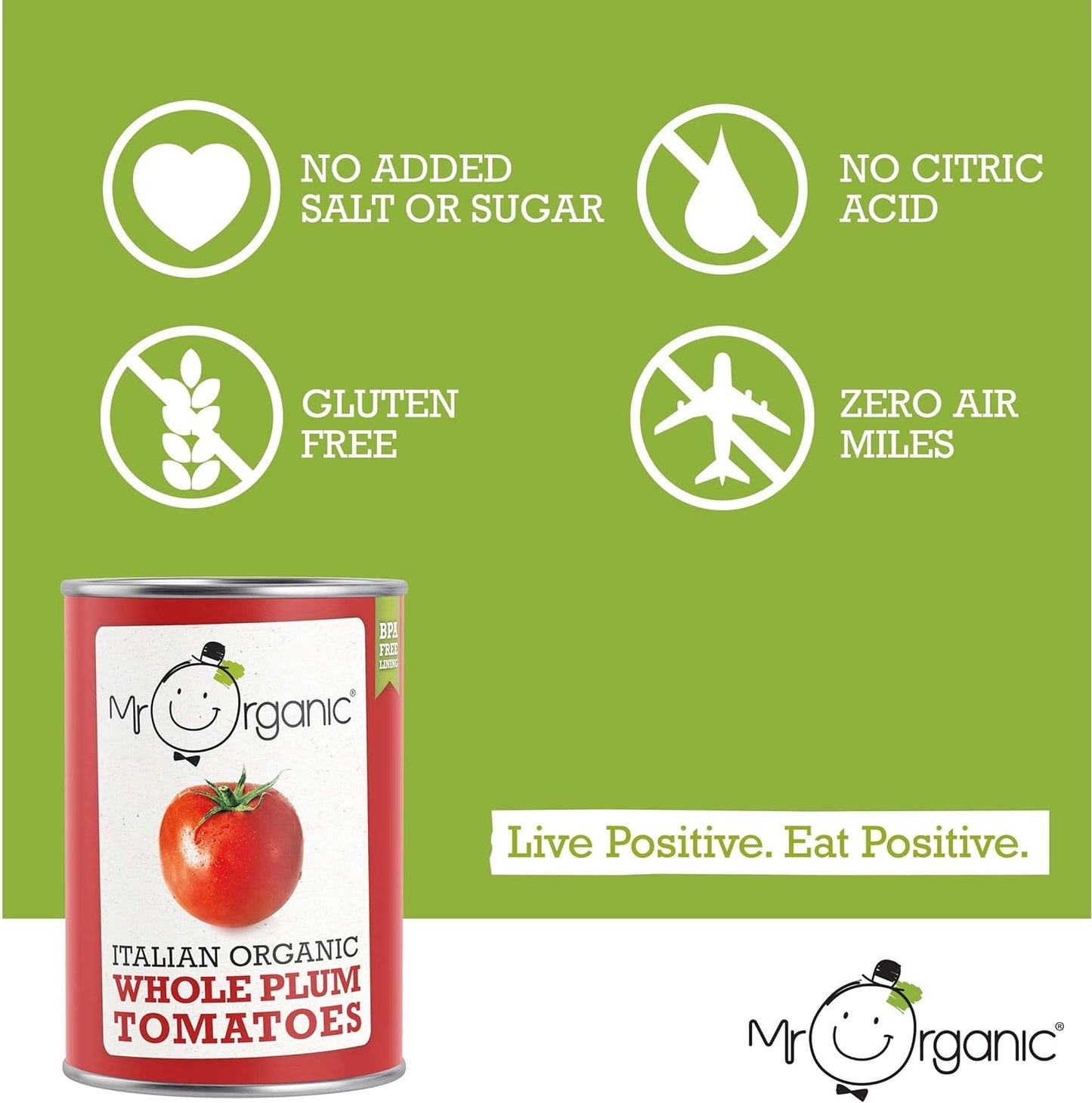 Whole Plum Tomato Tin 400g - Mr Organic - Tomatoes - Eco Natural Products