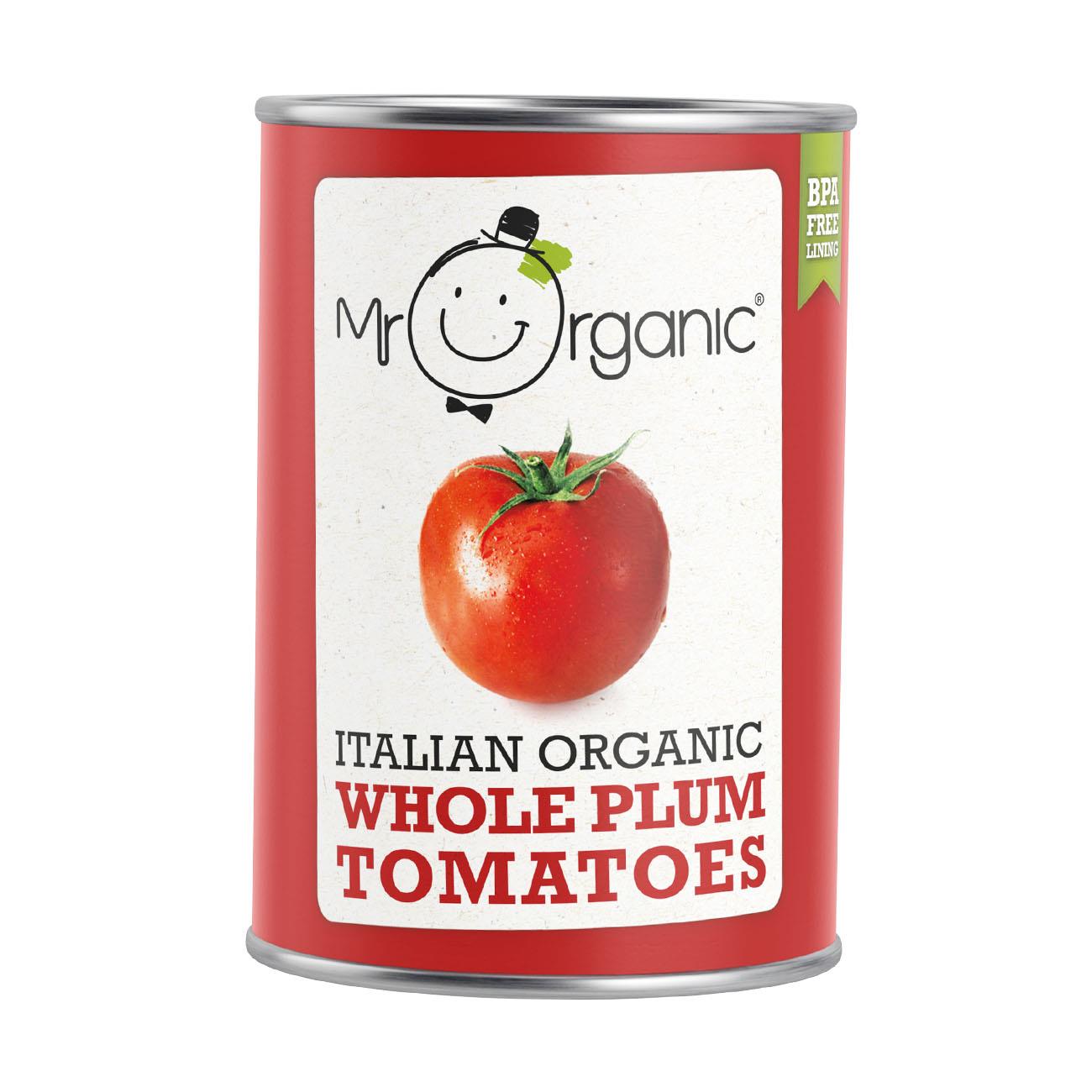 Whole Plum Tomato Tin 400g - Mr Organic - Tomatoes - Eco Natural Products
