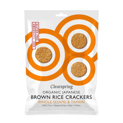 Whole Sesame Japanese Whole Rice Crackers 40g - Clearspring - Brown Rice Crackers - Eco Natural Products