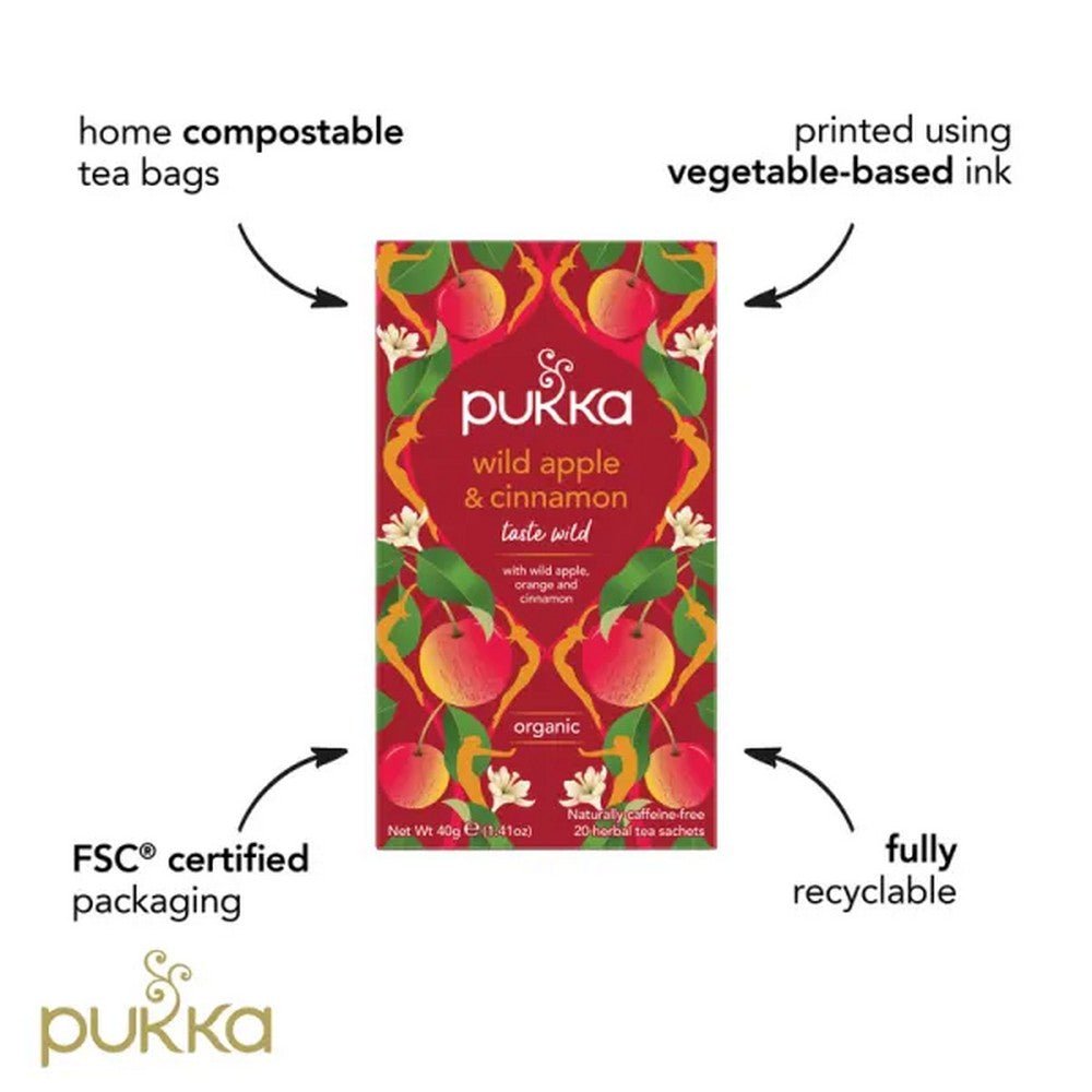 Wild Apple & Cinnamon with Ginger 20 Sachets - Pukka Herbs - Herbal tea - Eco Natural Products