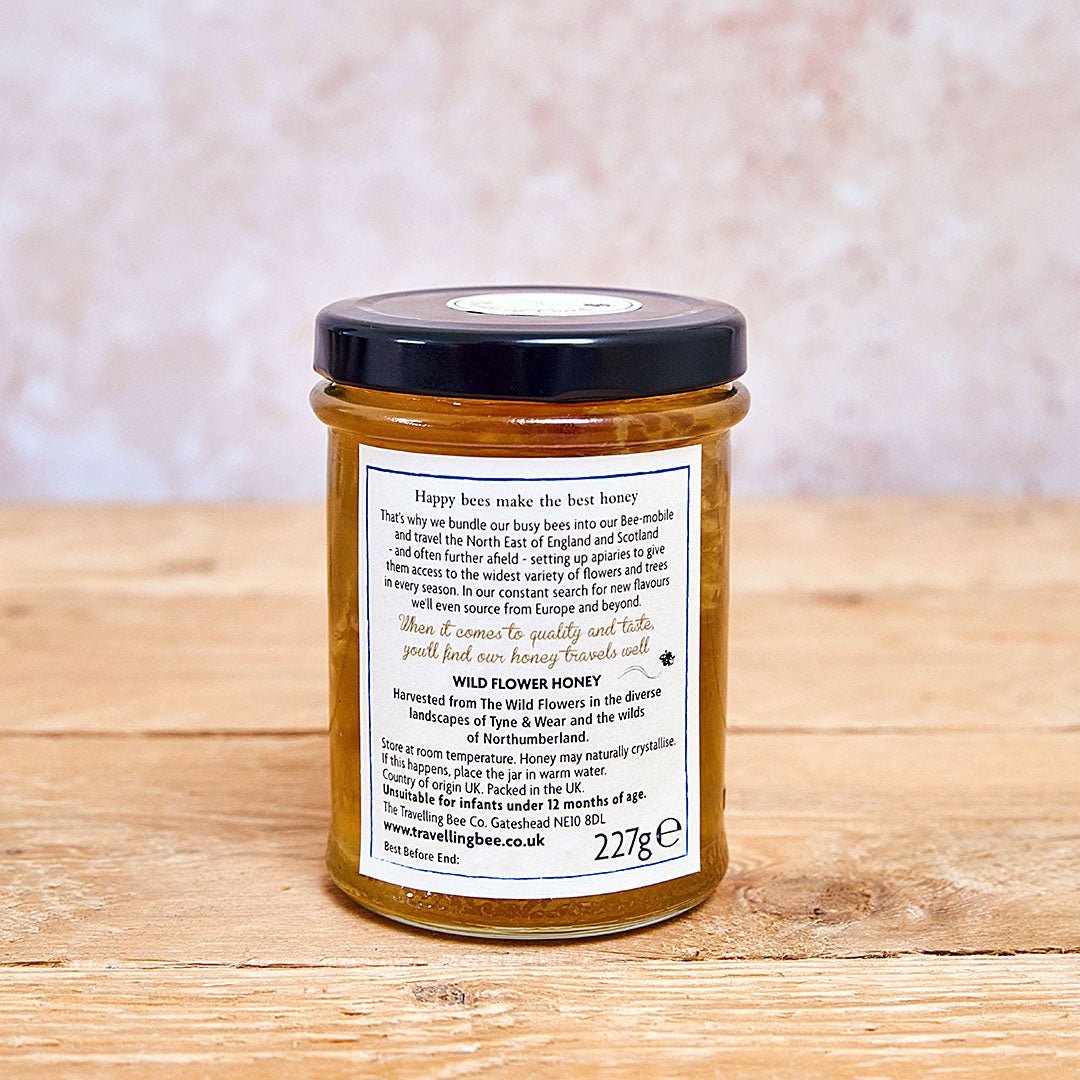 Wild Flower Honey with Honeycomb (North East England) 227g [BLACK FRIDAY] - Eco Natural Products - Travelling bee - Honey