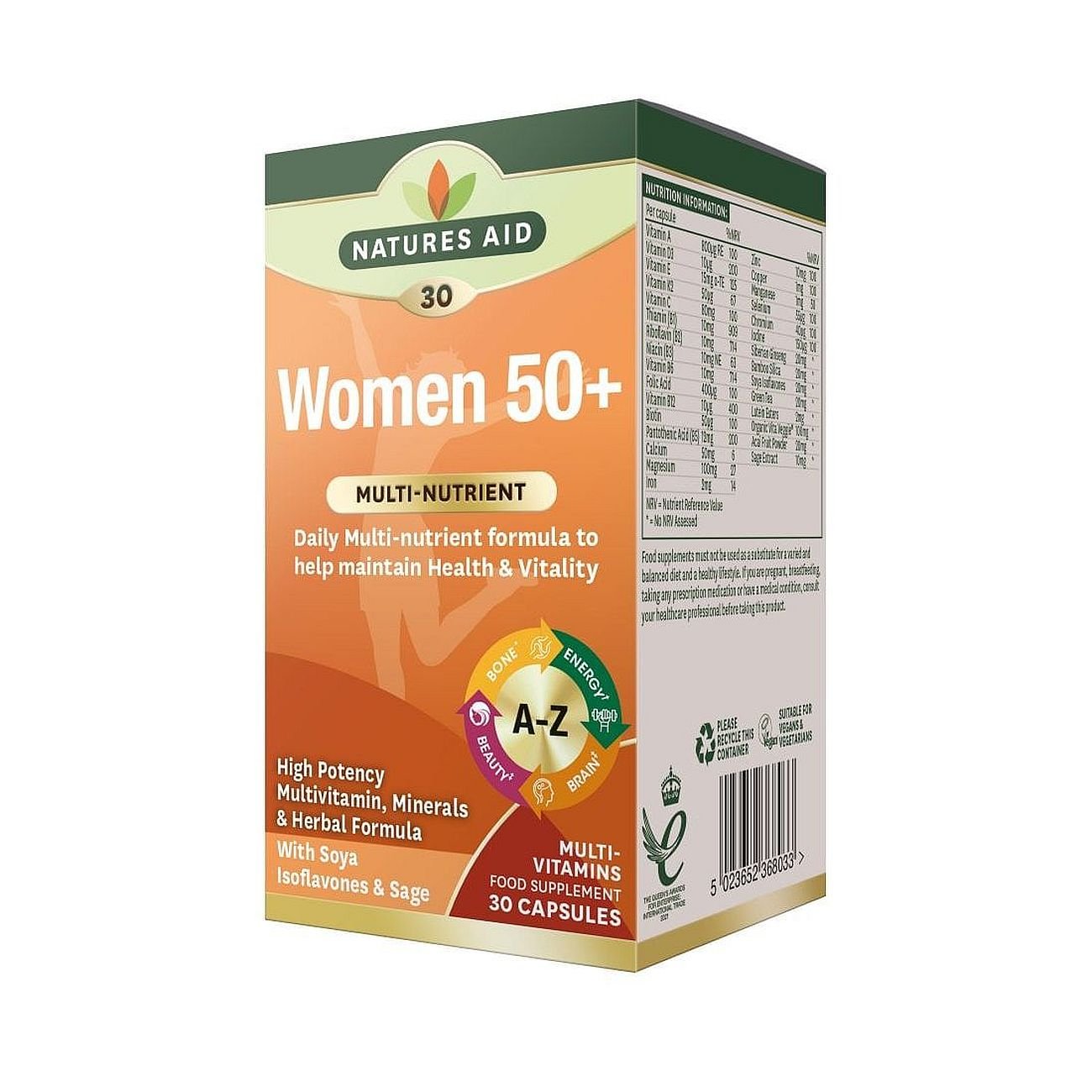 Women's 50+ Multi - Vitamins & Minerals (with Superfoods) 30 Capsules - Natures Aid - Vitamins & Supplements - Eco Natural Products