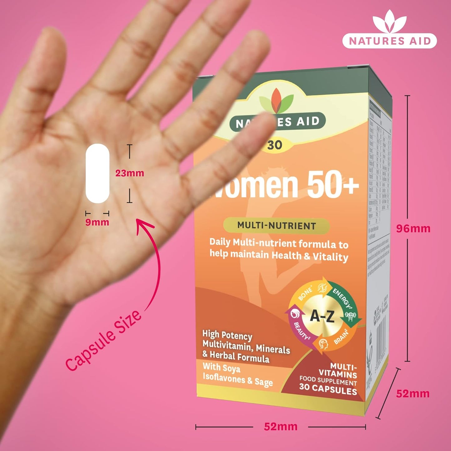 Women's 50+ Multi - Vitamins & Minerals (with Superfoods) 30 Capsules - Natures Aid - Vitamins & Supplements - Eco Natural Products