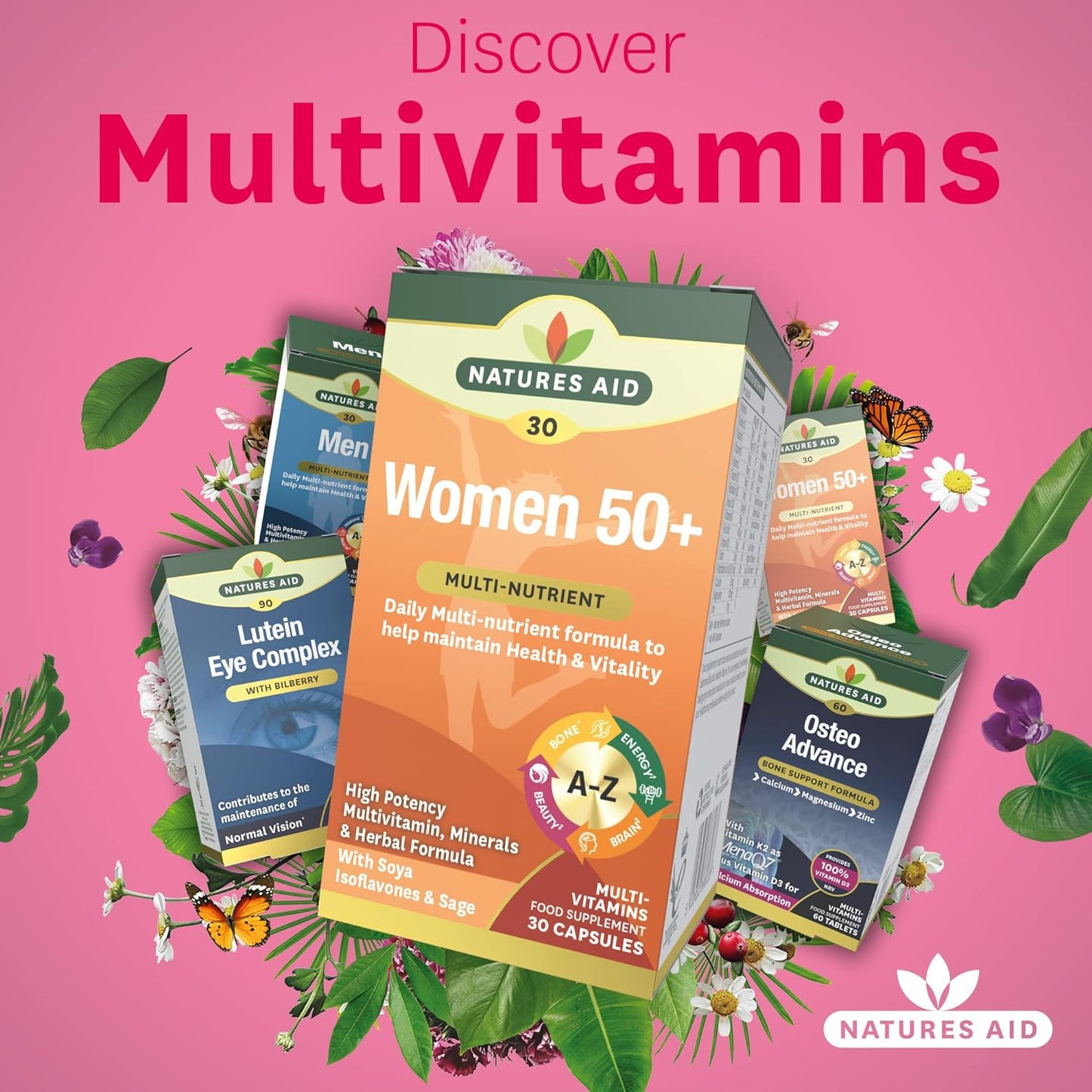 Women's 50+ Multi - Vitamins & Minerals (with Superfoods) 30 Capsules - Natures Aid - Vitamins & Supplements - Eco Natural Products