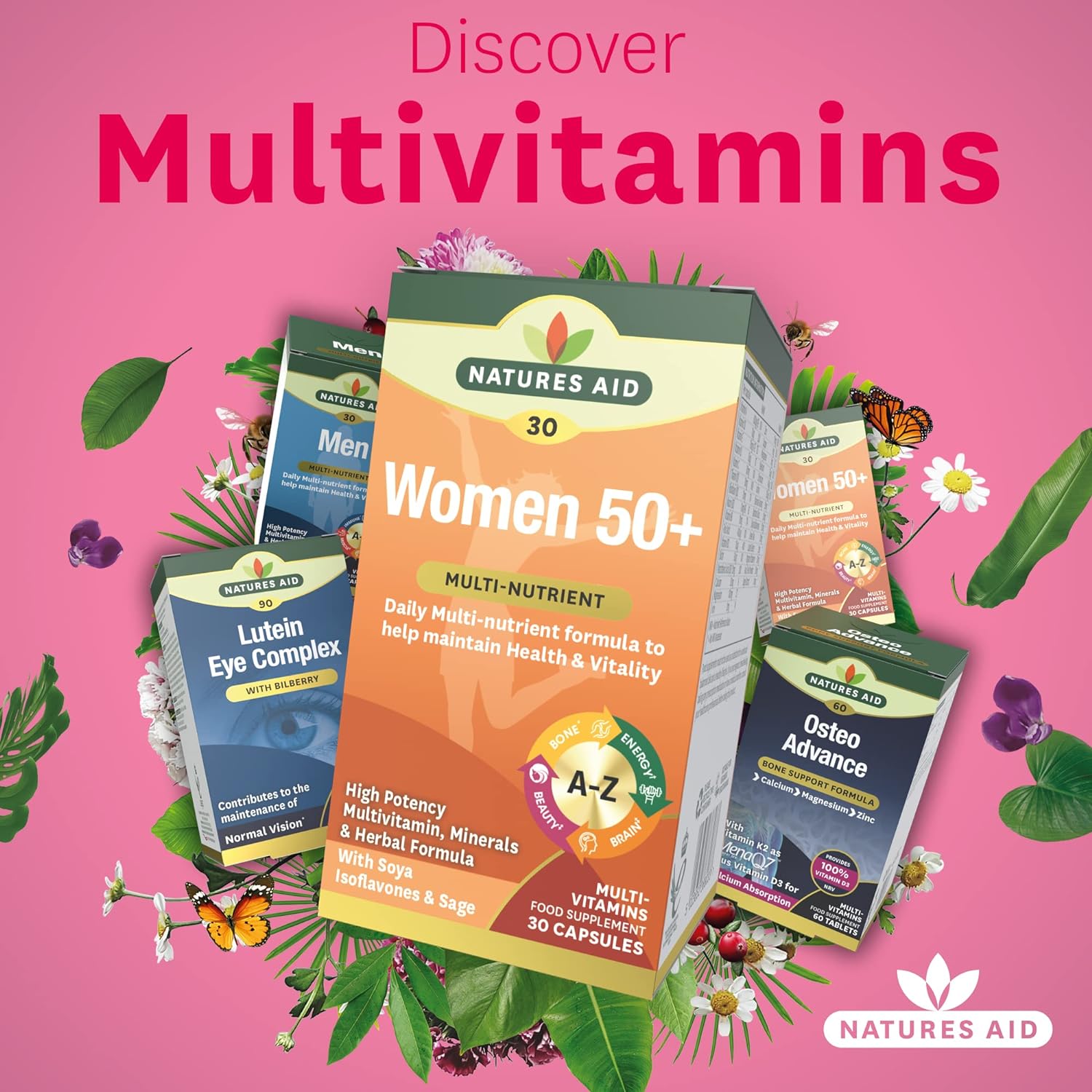 Women's 50+ Multi - Vitamins & Minerals (with Superfoods) 30 Capsules - Natures Aid - Vitamins & Supplements - Eco Natural Products