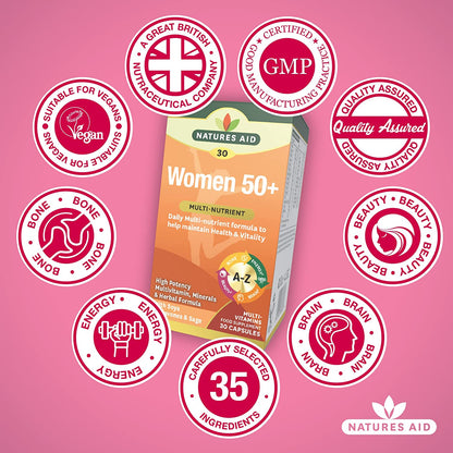 Women's 50+ Multi - Vitamins & Minerals (with Superfoods) 30 Capsules - Natures Aid - Vitamins & Supplements - Eco Natural Products