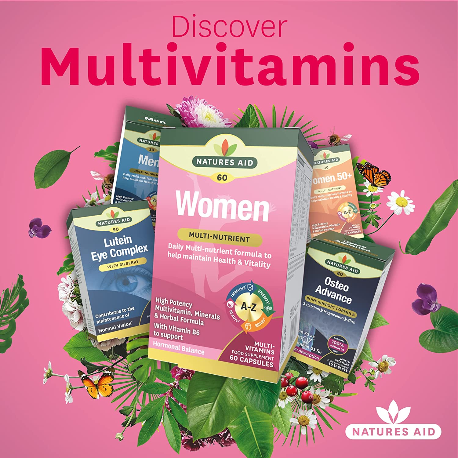 Women's Multi - Vitamins & Minerals (with Superfoods) 60 Capsules - Natures Aid - Vitamins & Supplements - Eco Natural Products