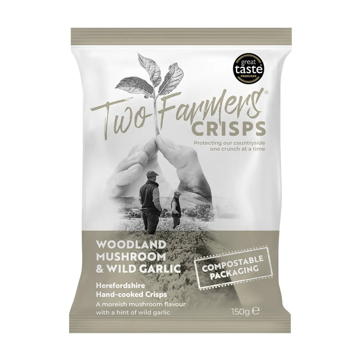 Woodland Mushroom and Wild Garlic Hand - cooked Crisps 150g - Two Farmers - Chips - Two Farmers