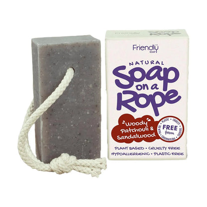 Woody Patchouli & Sandalwood Soap On A Rope 125g - Friendly Soap - Bar Soap - Friendly Soap