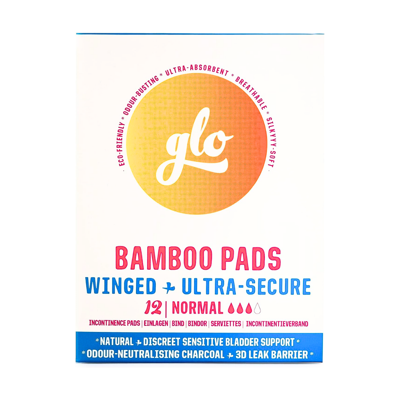 Glo Bamboo Pads for Sensitive Bladder (12 pads)