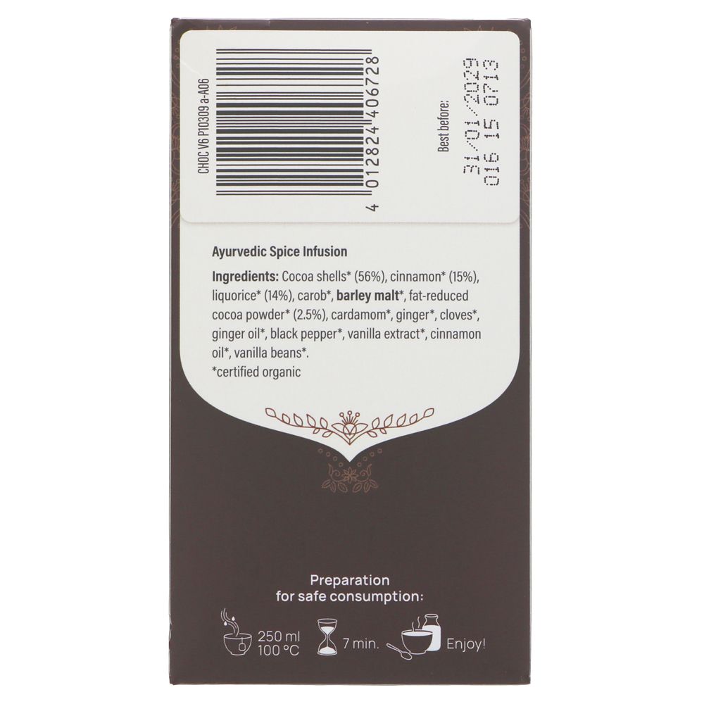 Organic Choco Spice Tea 17 Bags side 1 packaging
