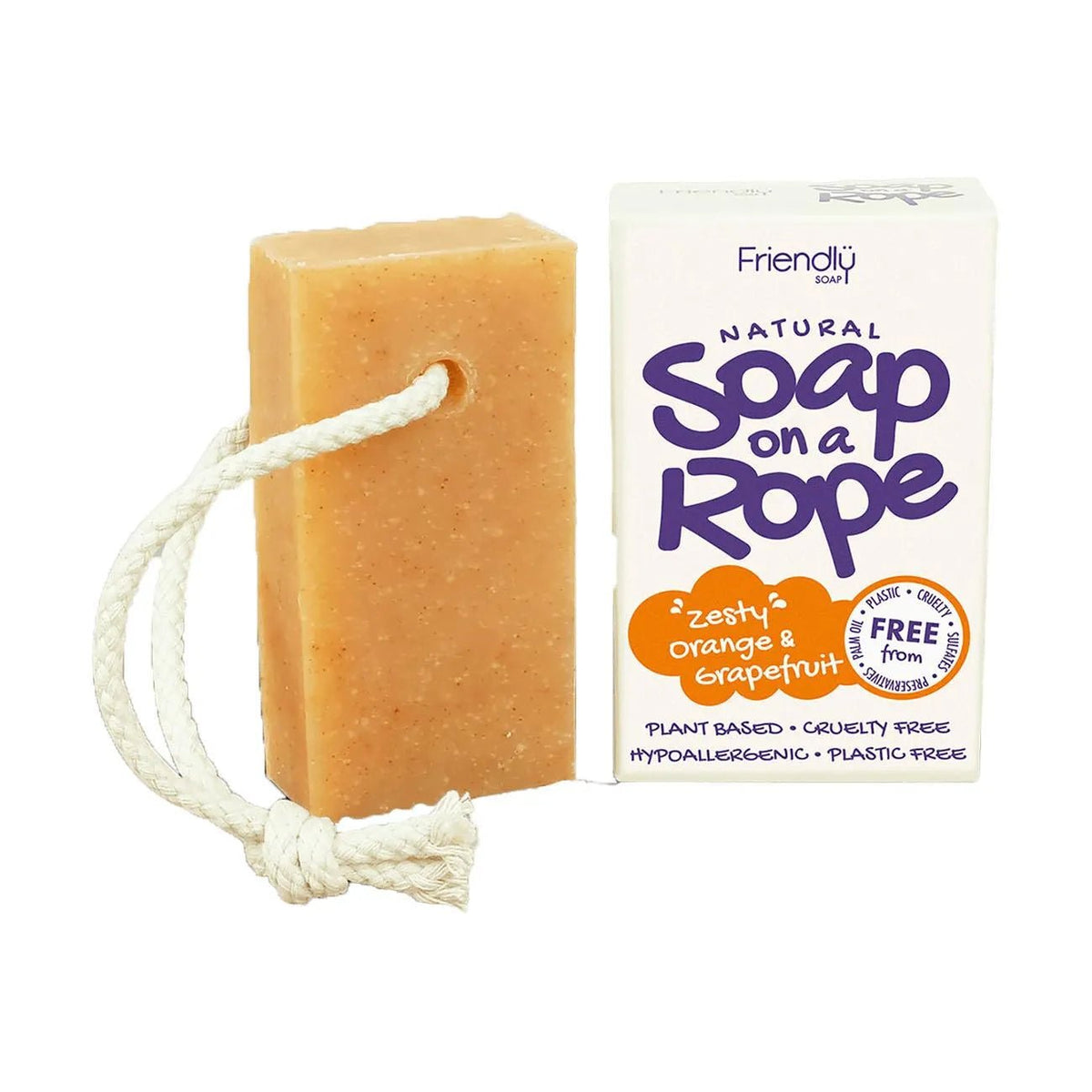Zesty Orange & Grapefruit Soap On A Rope 125g - Friendly Soap - Bar Soap - Friendly Soap