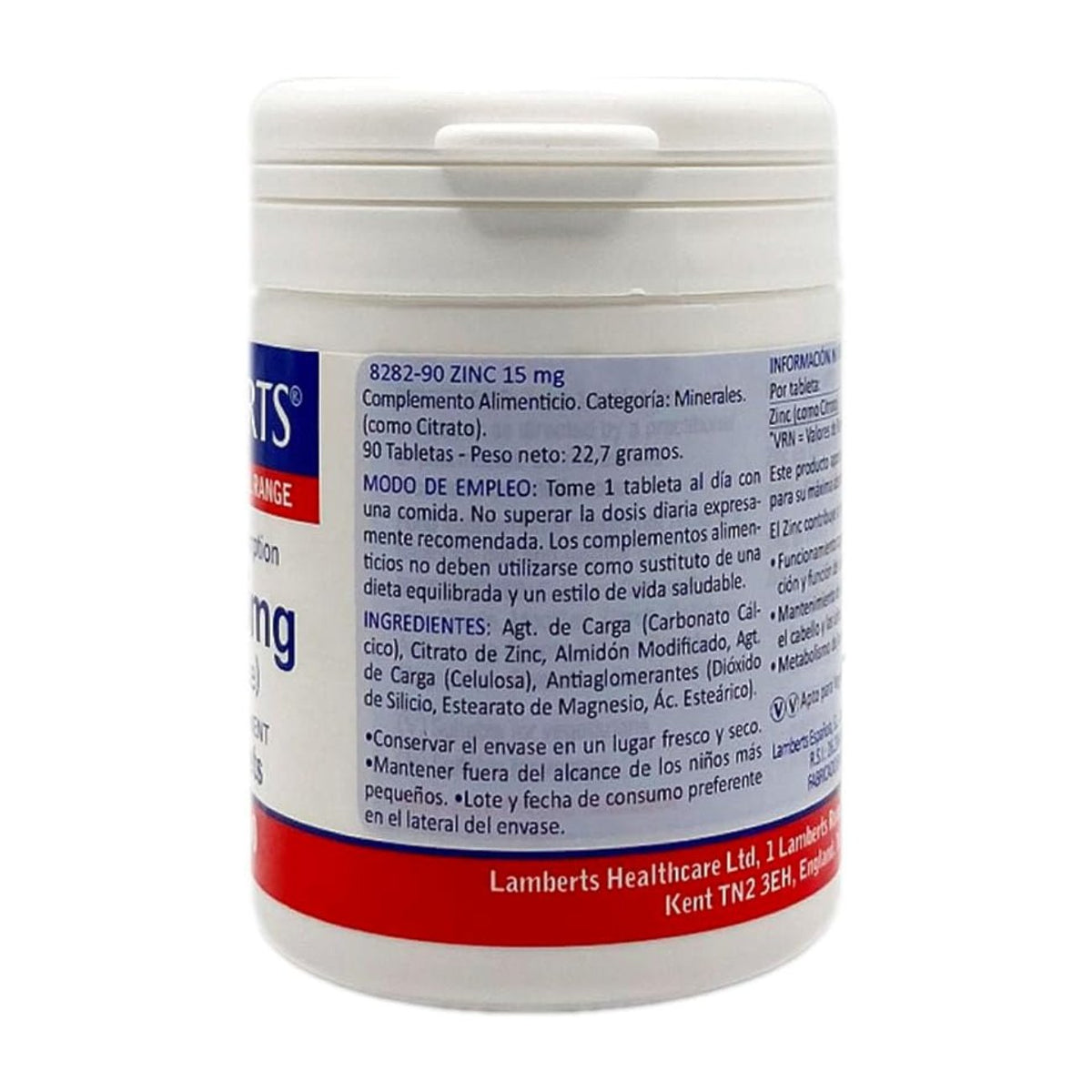 Zinc 15mg 90 Tablets - Lamberts - Food Supplement - Eco Natural Products