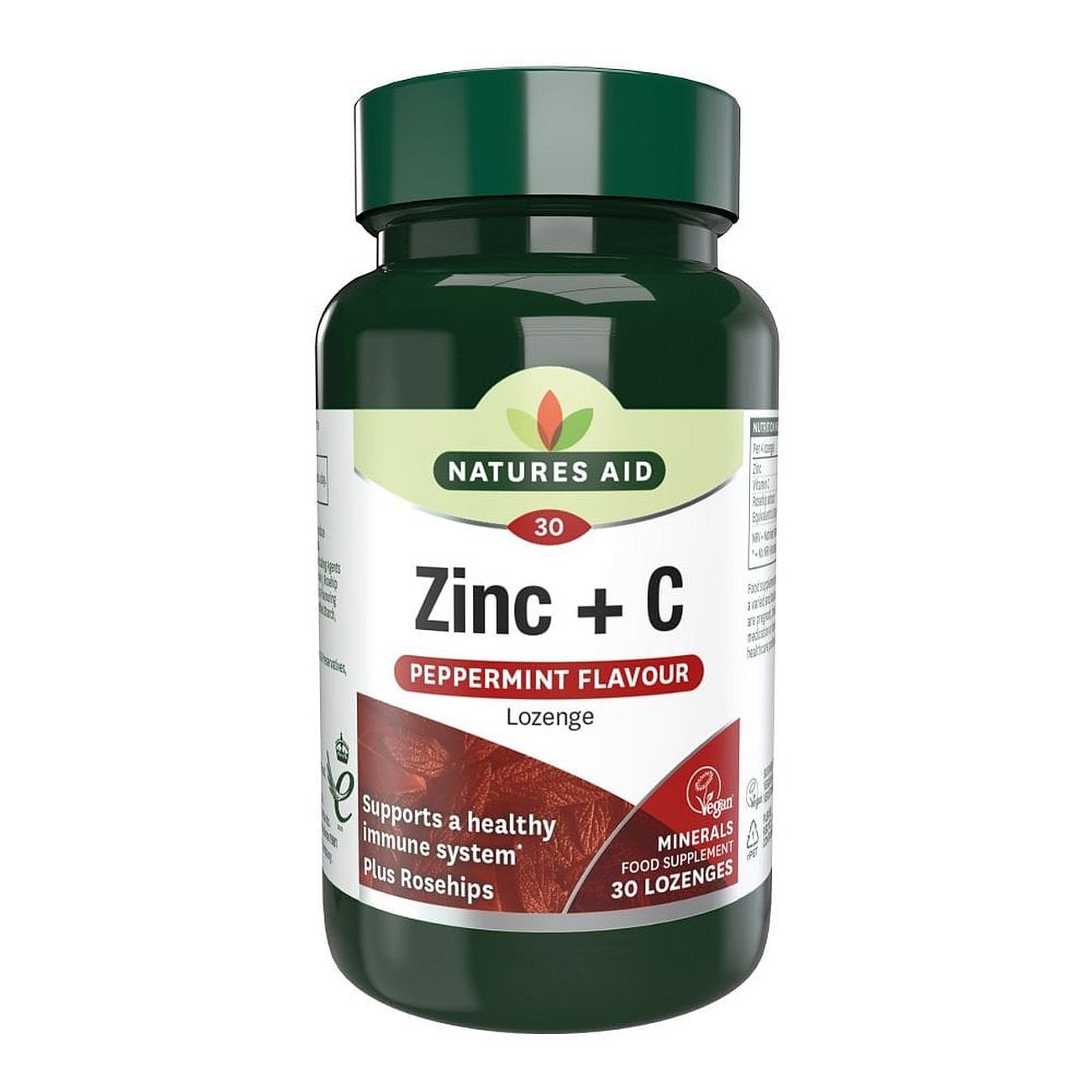 Zinc Lozenges Peppermint 30 Tablets - Natures Aid - Vitamins & Supplements - Eco Natural Products