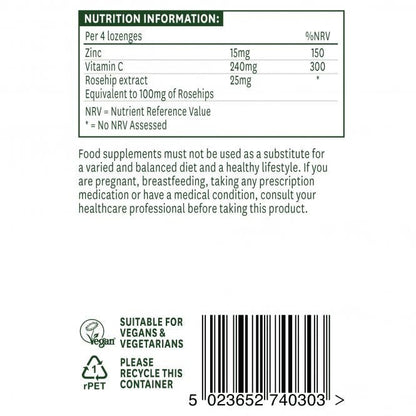 Zinc Lozenges Peppermint 30 Tablets - Natures Aid - Vitamins & Supplements - Eco Natural Products