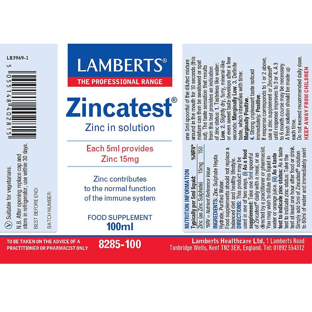 Zincatest 100ml [BLACK FRIDAY] - Eco Natural Products - Lamberts - Food Supplement