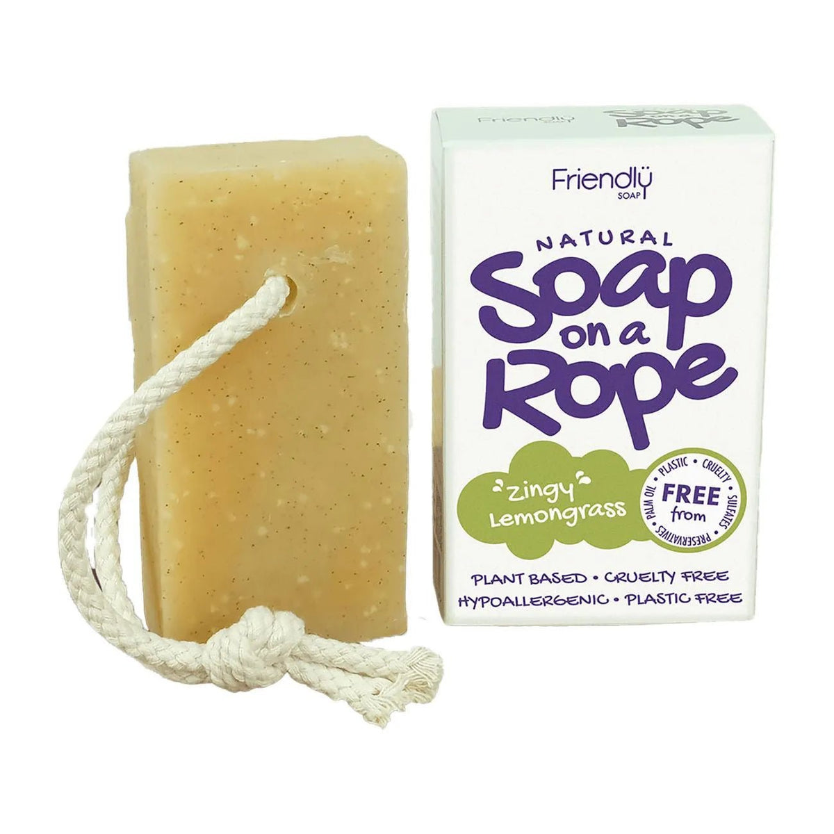Zingy Lemongrass Soap On A Rope 125g - Friendly Soap - Bar Soap - Friendly Soap