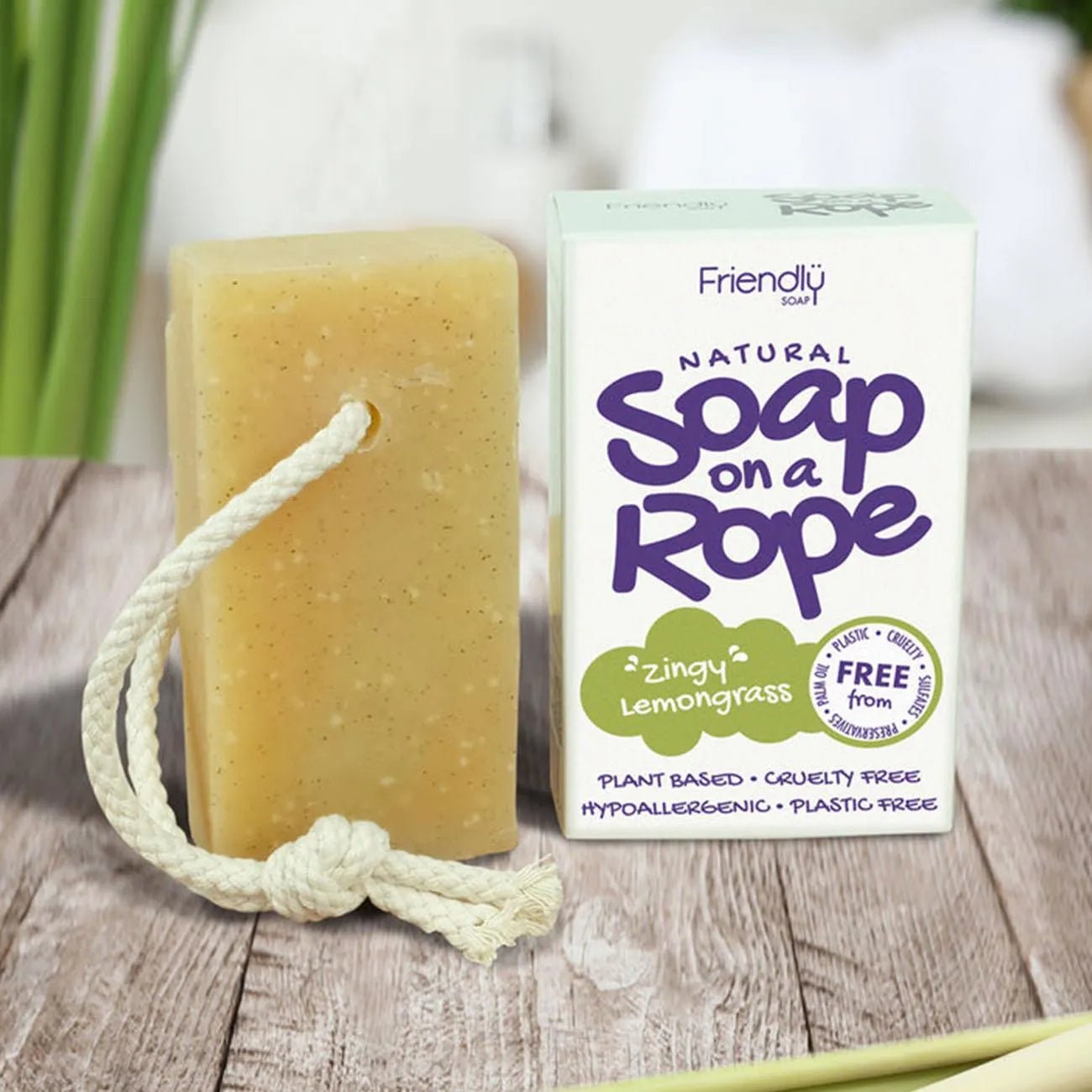 Zingy Lemongrass Soap On A Rope 125g - Friendly Soap - Bar Soap - Friendly Soap