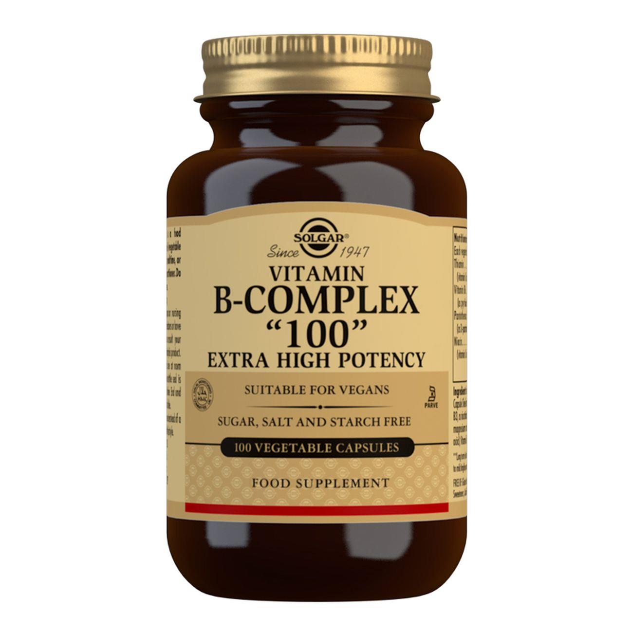 Vitamin B-Complex "100" Extra High Potency - 100 Vegetable Capsules