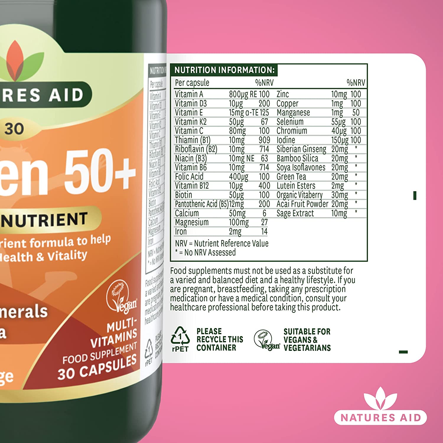Women's 50+ Multi-Vitamins & Minerals (with Superfoods) - 30 Caps