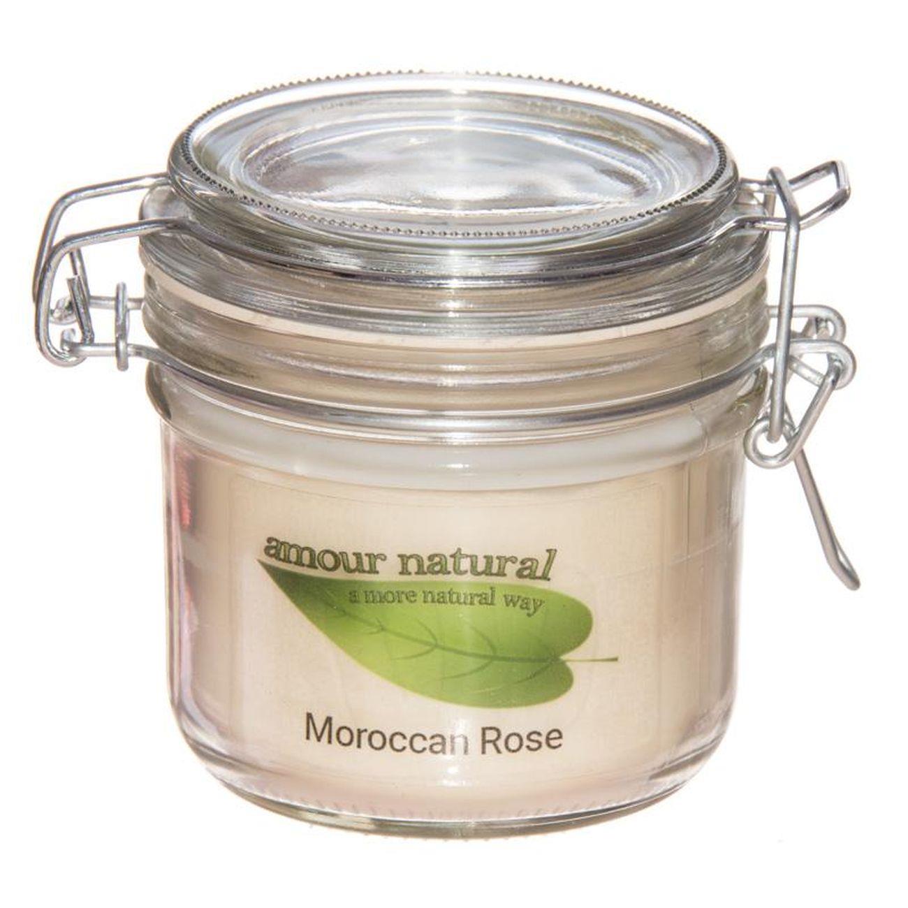 Candle in a Glass Jar with Clip-Style Lid, Morrocan Rose 200ml