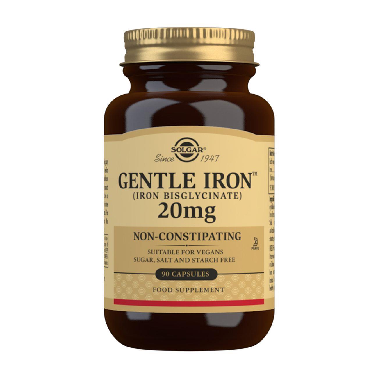 Gentle Iron (Iron Bisglycinate) 20 mg - 90 Vegetable Capsules