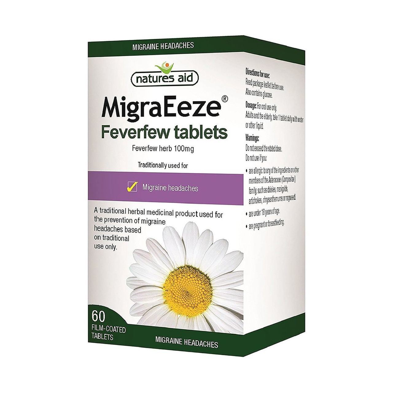 Herbal MigraEeze Feverfew Migraine Headaches 60 tabs