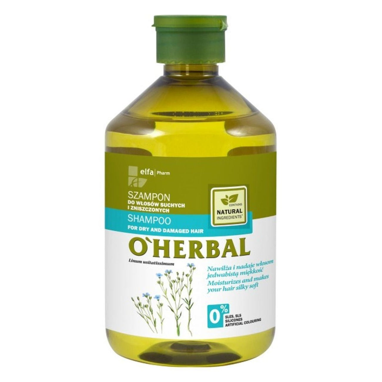 O'Herbal Shampoo For Dry & Damaged Hair with Flax Extract 500ml